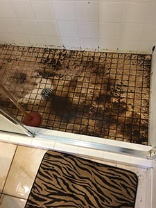 black stuff coming out of shower